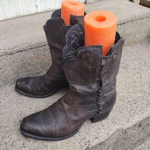 SONORA Women's Size 7.5 Cassidy Cowboy Western Boots Leather Distress 9.5" Tall